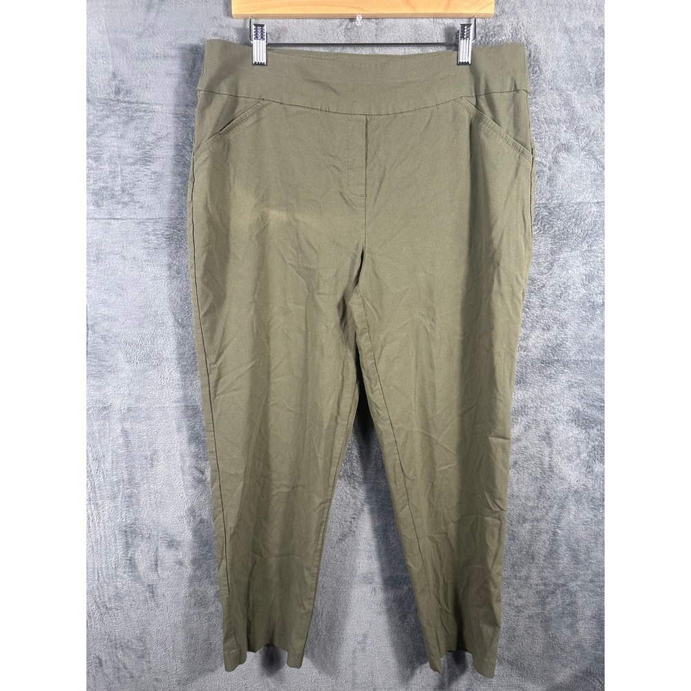 Alfred Dunner Womens Size 16 Olive Green Pull On Stretch Tapered Leg Pants